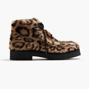 Leopard Print Fur Ankle Boots